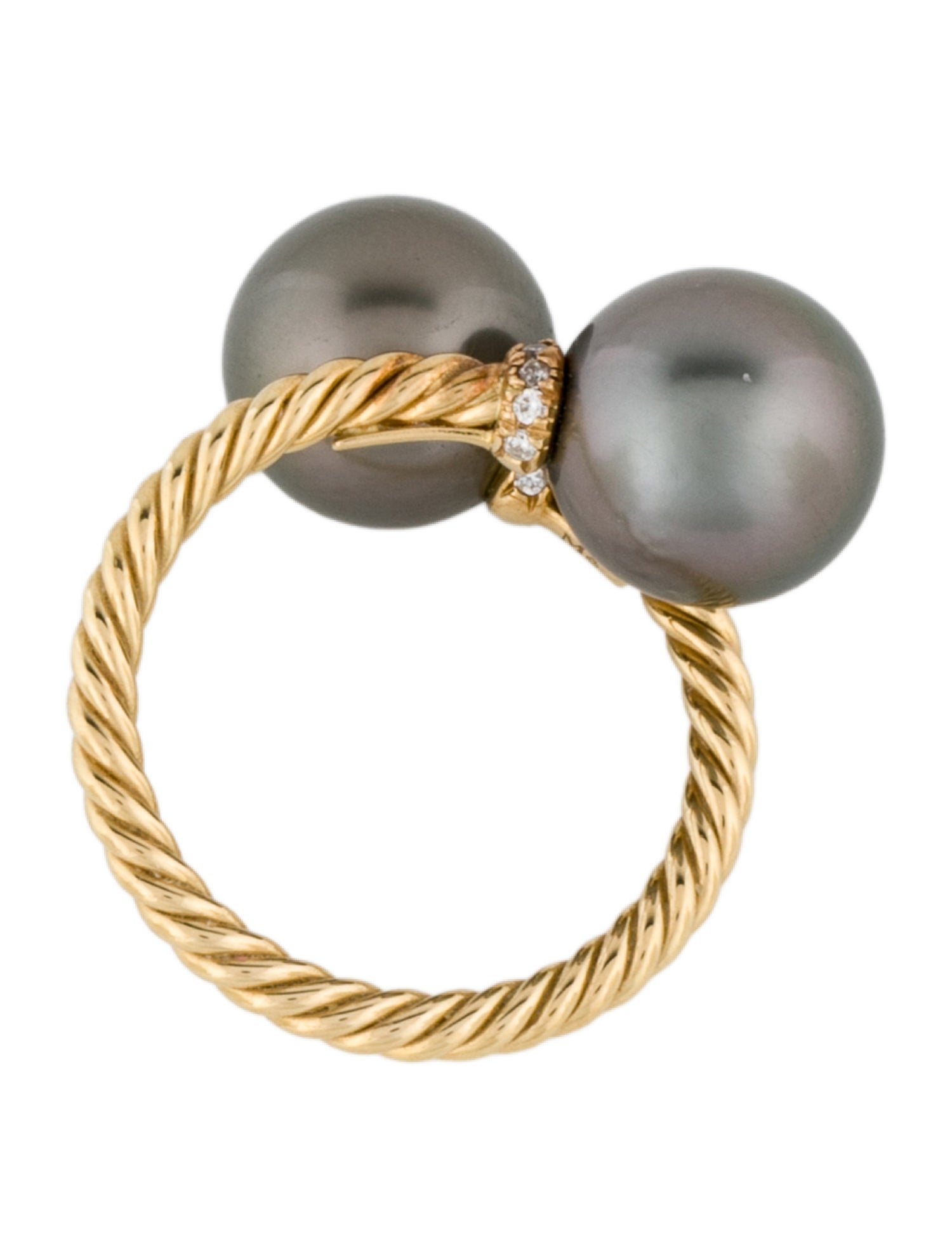 David Yurman 18K Pearl & Diamond Solari Bypass Cocktail Ring