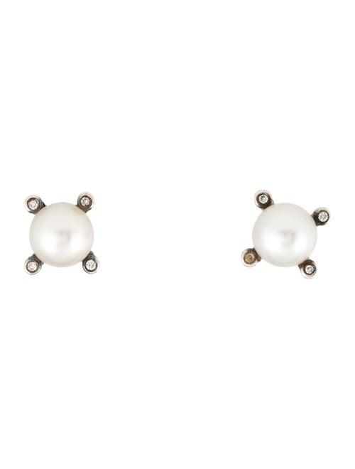 David Yurman Pearl & Diamond Stud Earrings