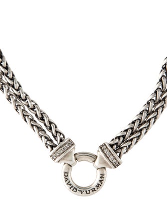 David Yurman Diamond Double Wheat Chain Necklace