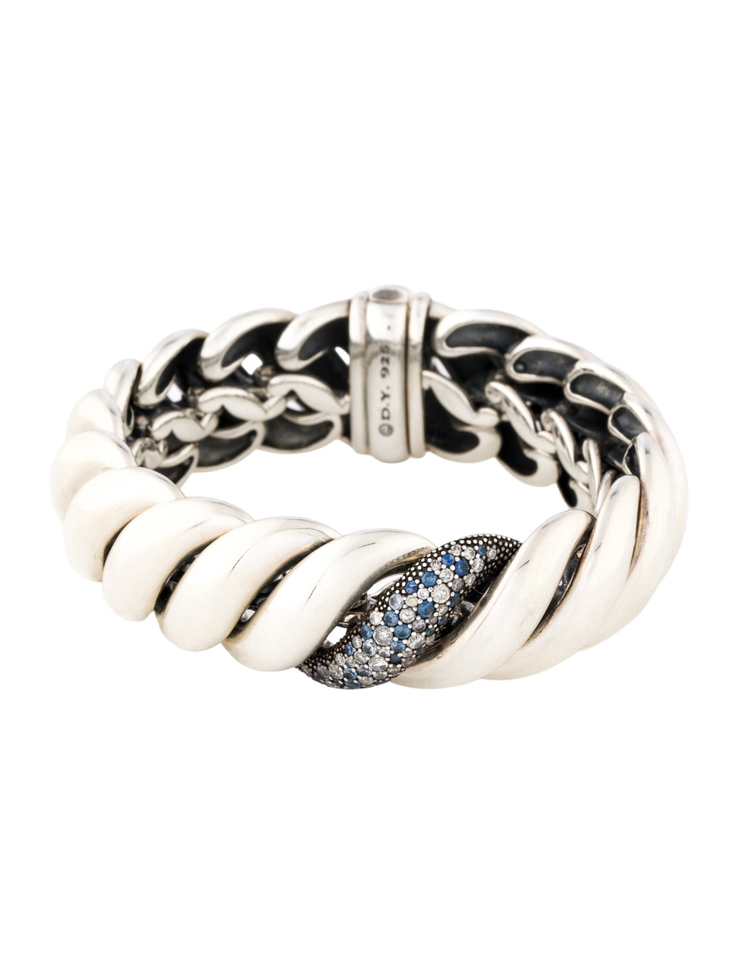 David Yurman Sapphire, Tanzanite & Diamond Midnight Melange Sculpted Cable Bracelet