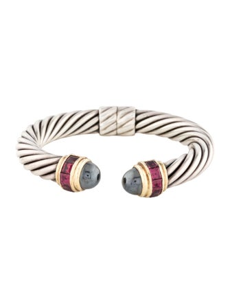 David Yurman Rhodolite & Hematite Cable Cuff Bracelet