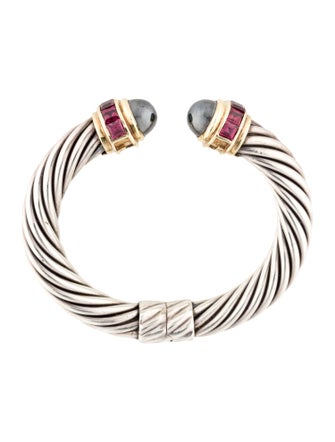 David Yurman Rhodolite & Hematite Cable Cuff Bracelet