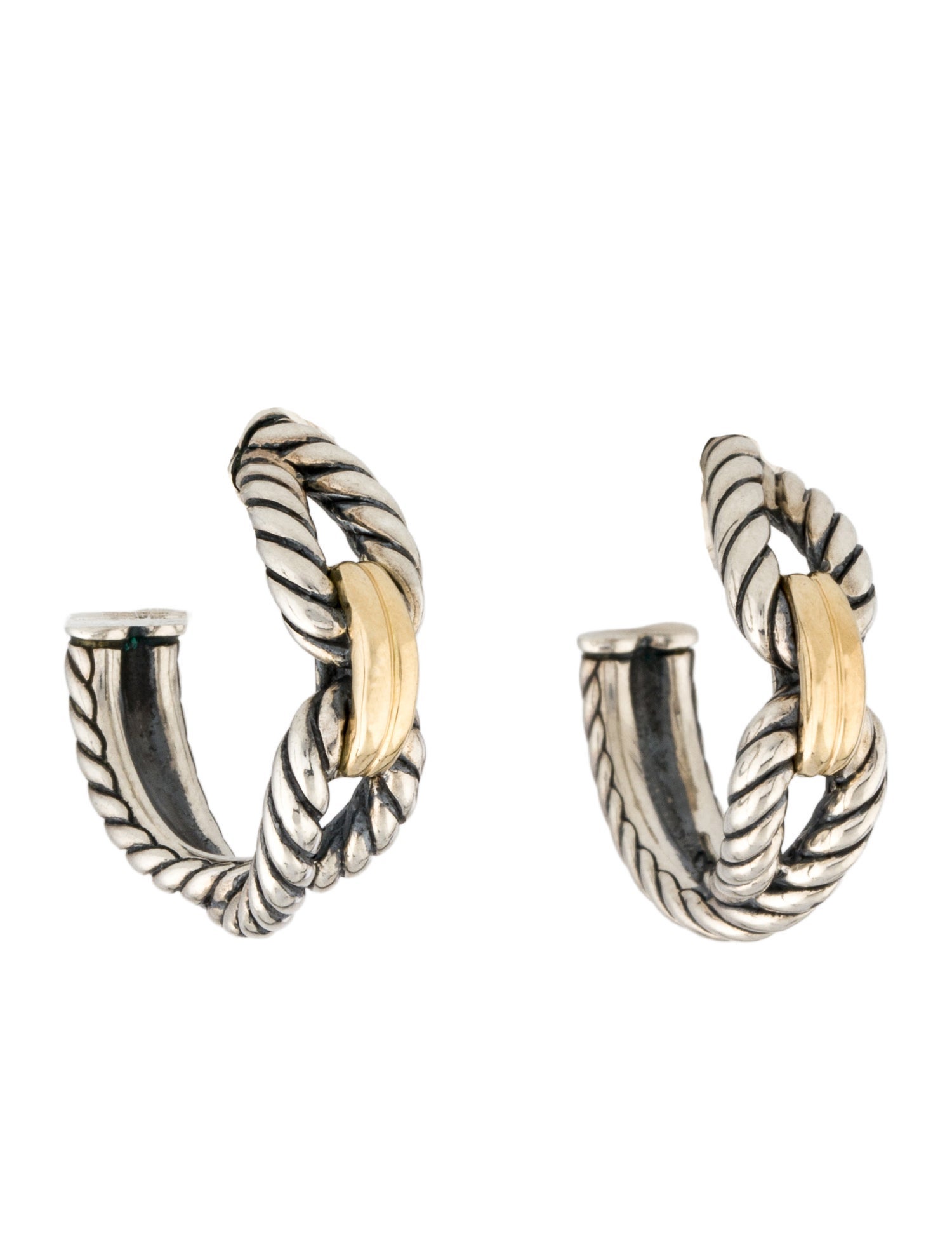 David Yurman Two-Tone Cable Loop Hoops