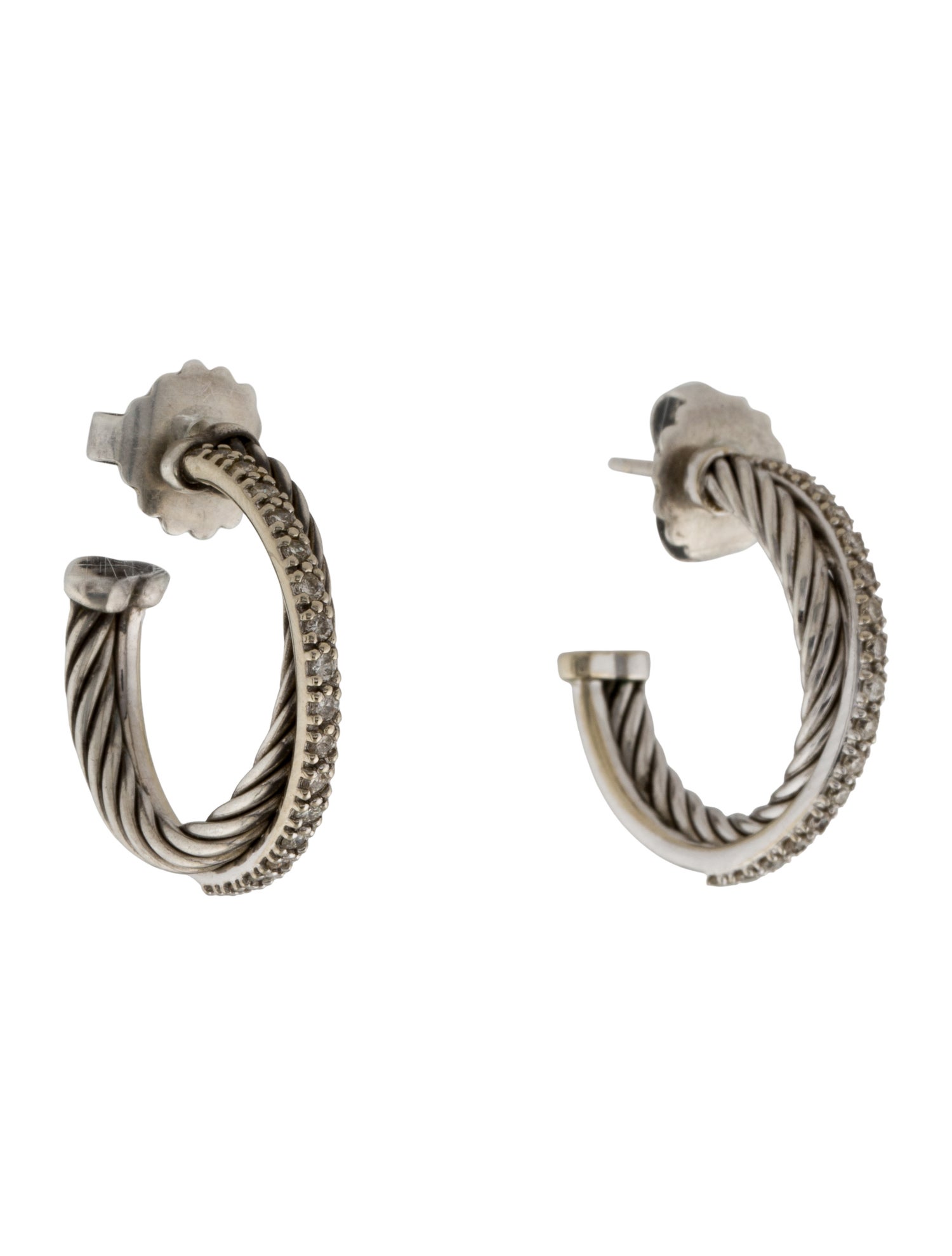 David Yurman Diamond Crossover Hoop Earrings