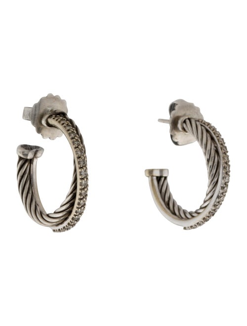 David Yurman Diamond Crossover Hoop Earrings