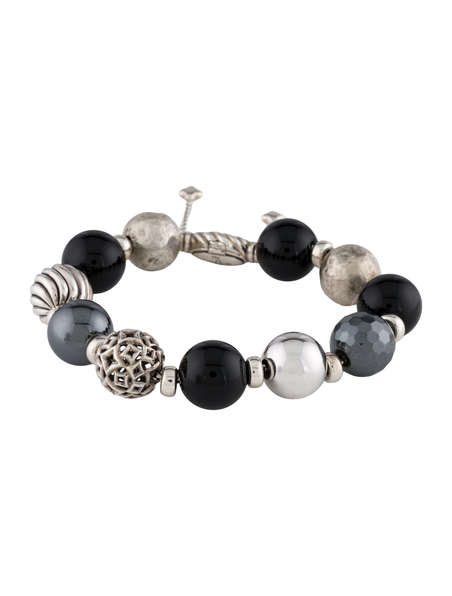 David Yurman Onyx & Hematine DY Elements Bead Bracelet