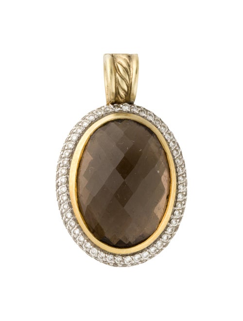 David Yurman 18K Smoky Quartz & Diamond Pendant