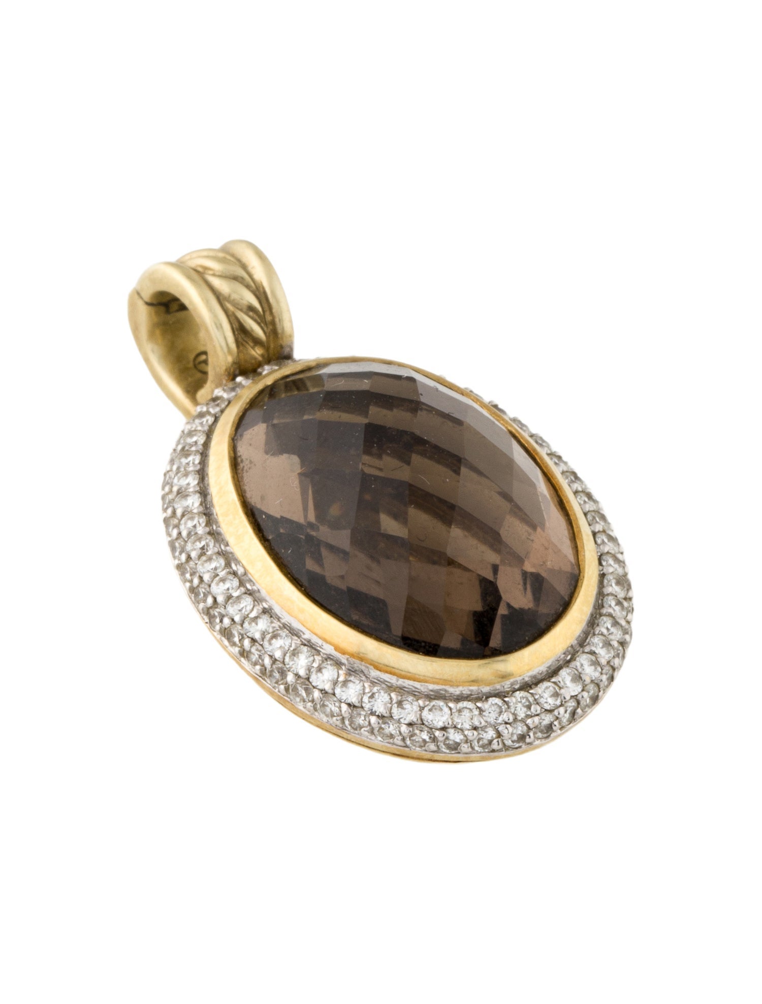 David Yurman 18K Smoky Quartz & Diamond Pendant