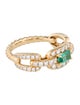 David Yurman 18K Emerald & Diamond Stax Chain Link Ring