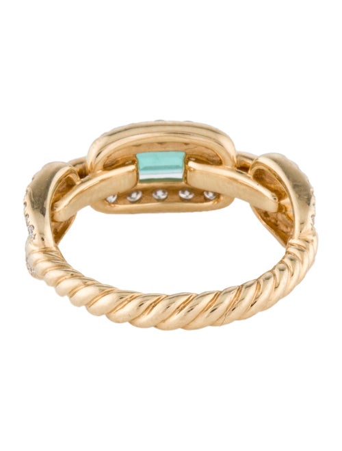 David Yurman 18K Emerald & Diamond Stax Chain Link Ring