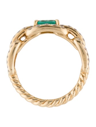 David Yurman 18K Emerald & Diamond Stax Chain Link Ring