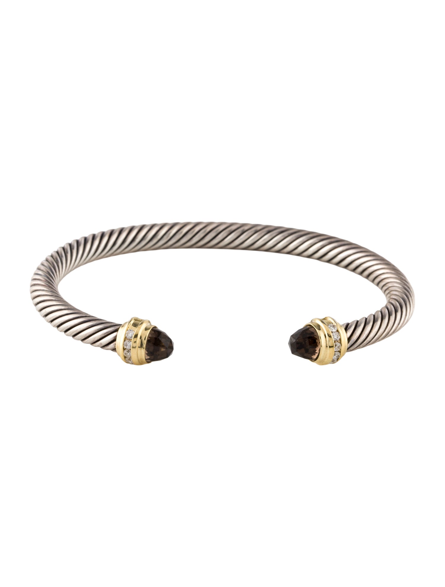 David Yurman Smoky Quartz & Diamond Classic Cable Cuff