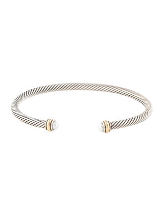David Yurman Two-Tone Pearl Classic Cable Bracelet