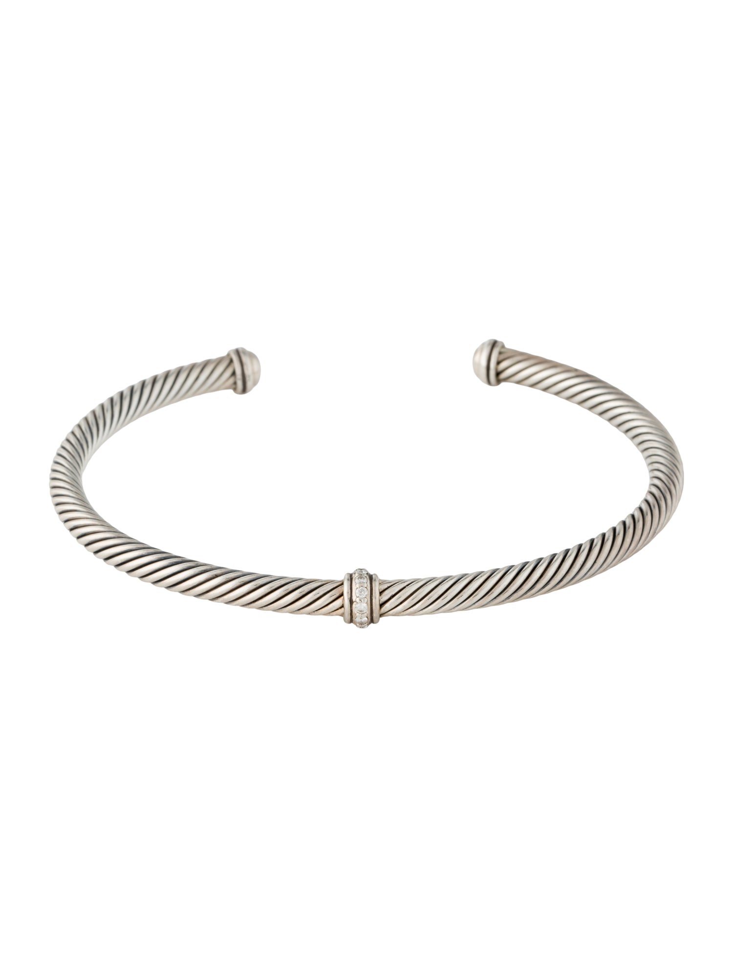 David Yurman Diamond Cable Flex Cuff Bracelet