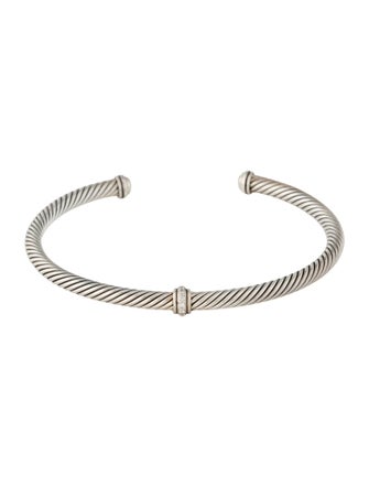David Yurman Diamond Cable Flex Cuff Bracelet