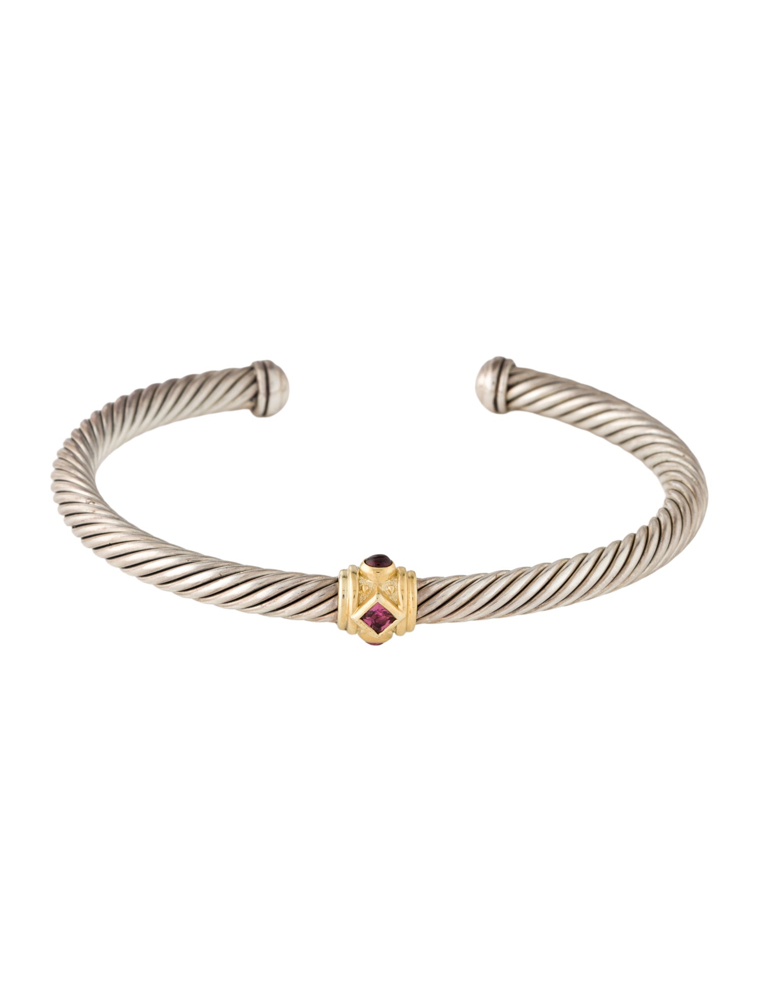 David Yurman Tourmaline & Rhodolite Renaissance Station Cuff