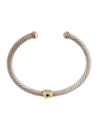 David Yurman Tourmaline & Rhodolite Renaissance Station Cuff
