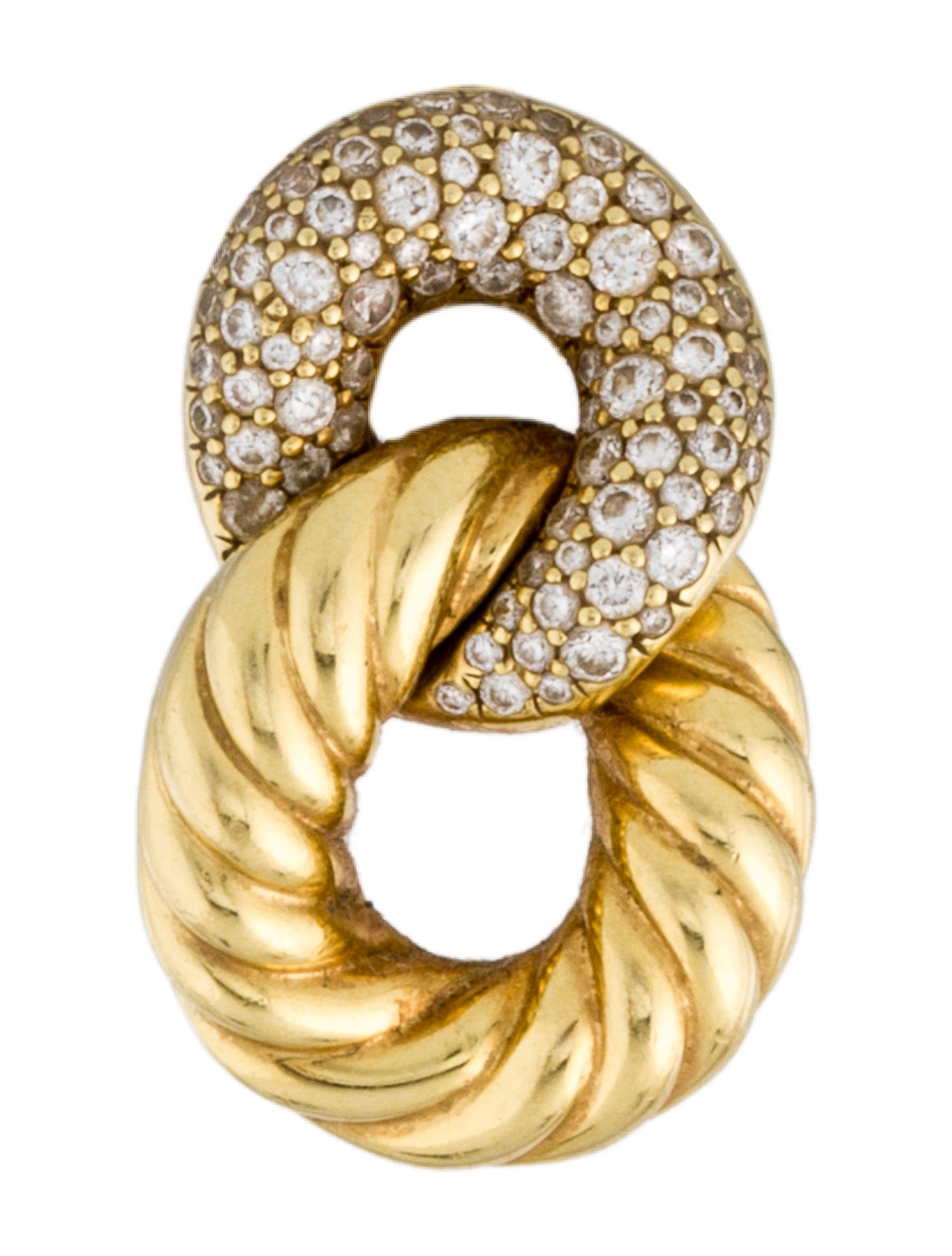 David Yurman 18K Diamond Belmont Curb Link Drop Single Earring