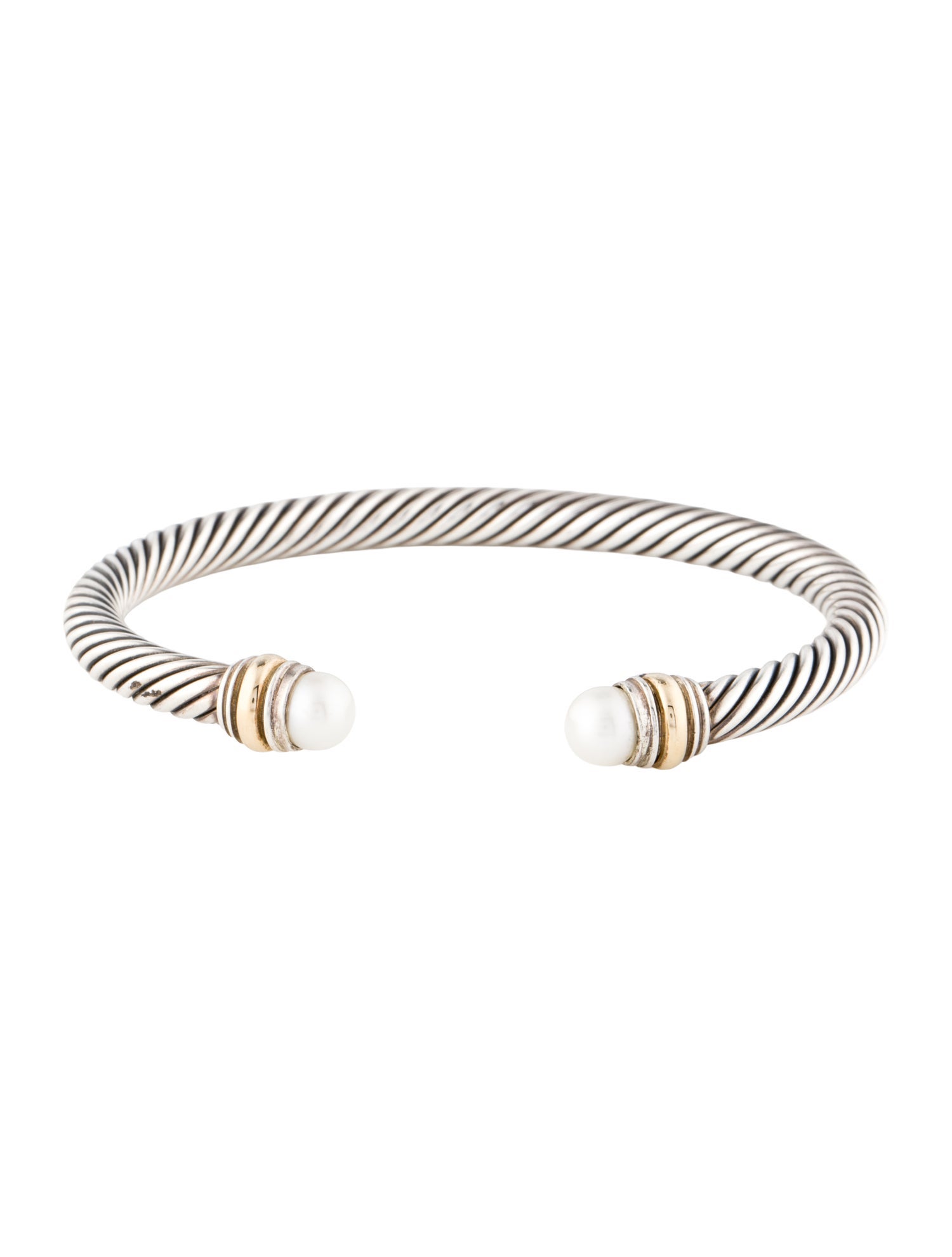 David Yurman Two-Tone Pearl Classic Cable Bracelet