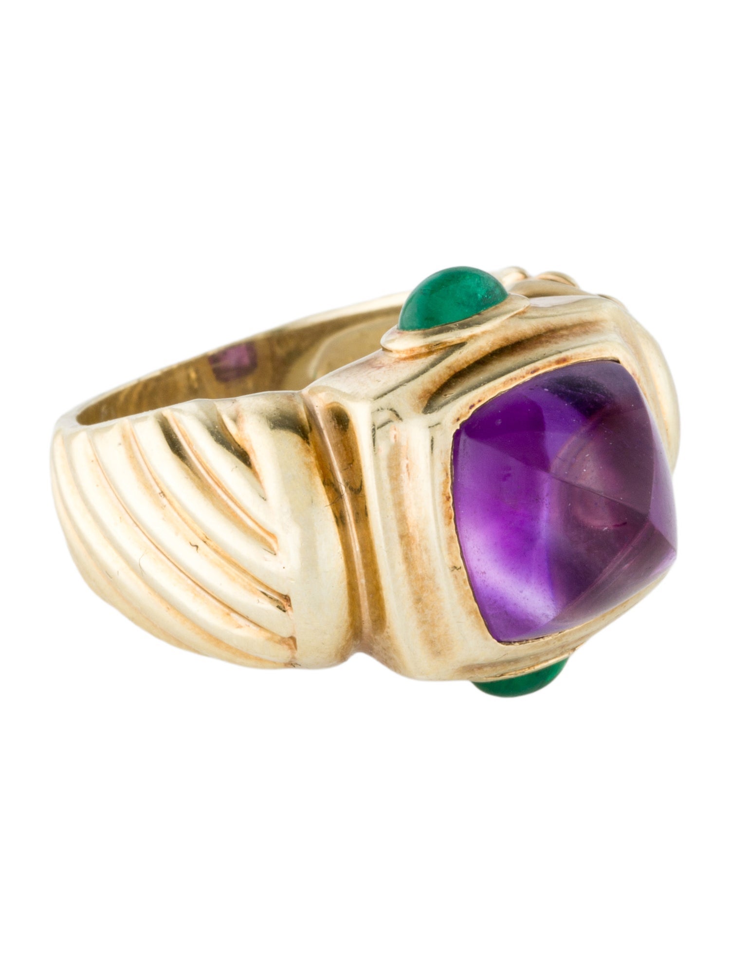 David Yurman 14K Amethyst & Emerald Renaissance Ring