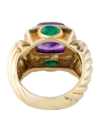 David Yurman 14K Amethyst & Emerald Renaissance Ring
