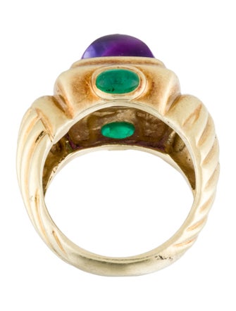 David Yurman 14K Amethyst & Emerald Renaissance Ring