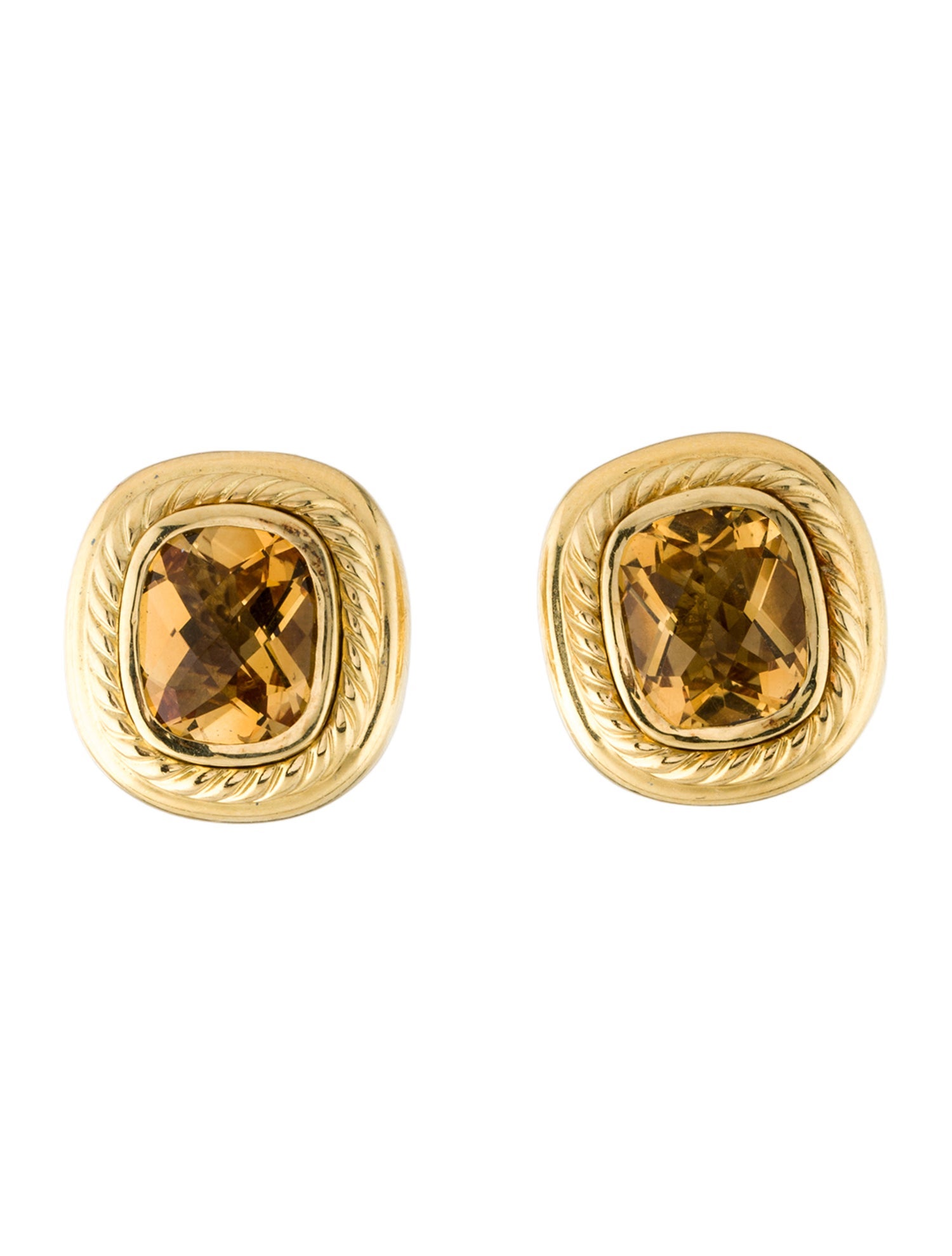 David Yurman 18K Citrine Albion Earclip Earrings