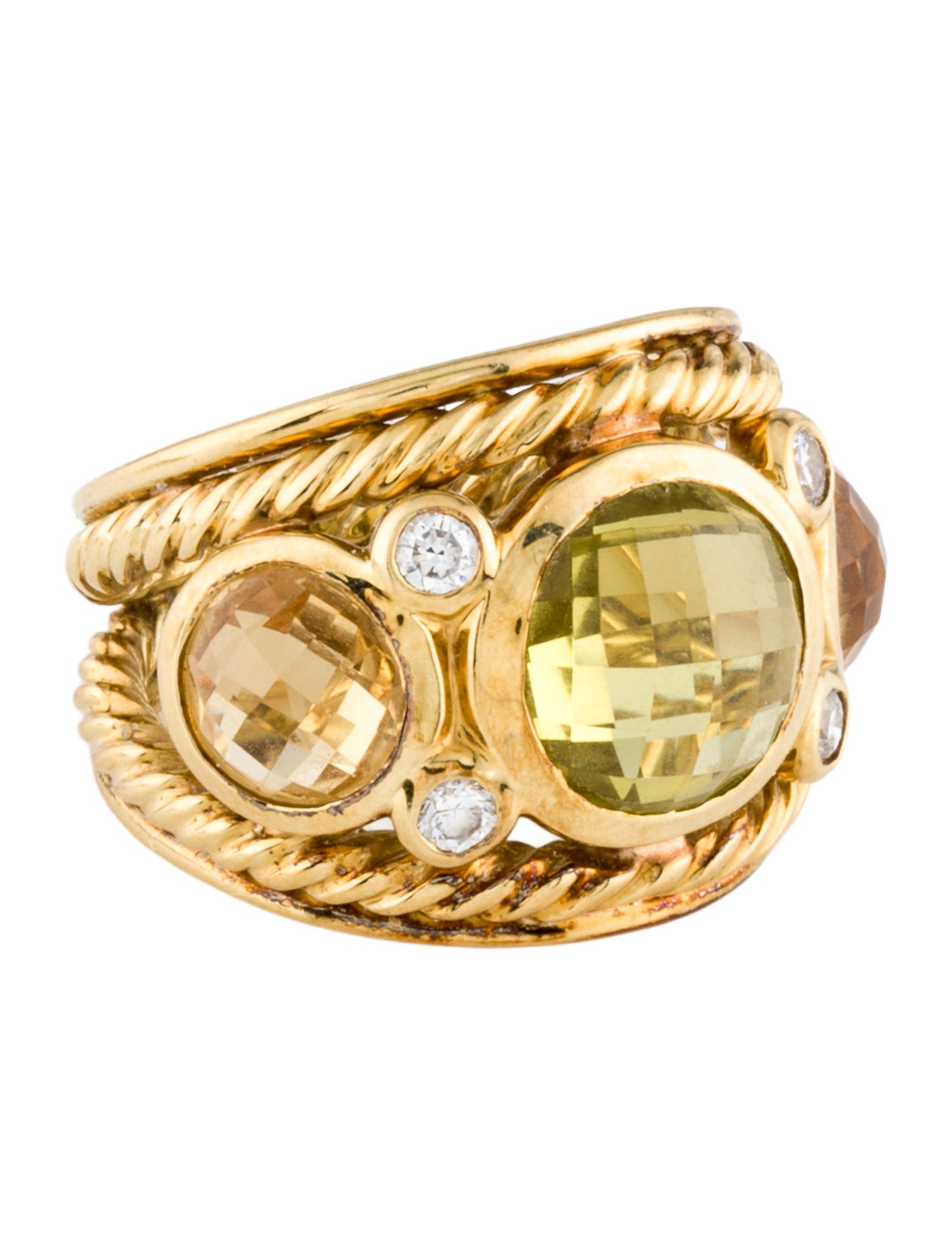 David Yurman 18K Citrine & Quartz Renaissance Ring