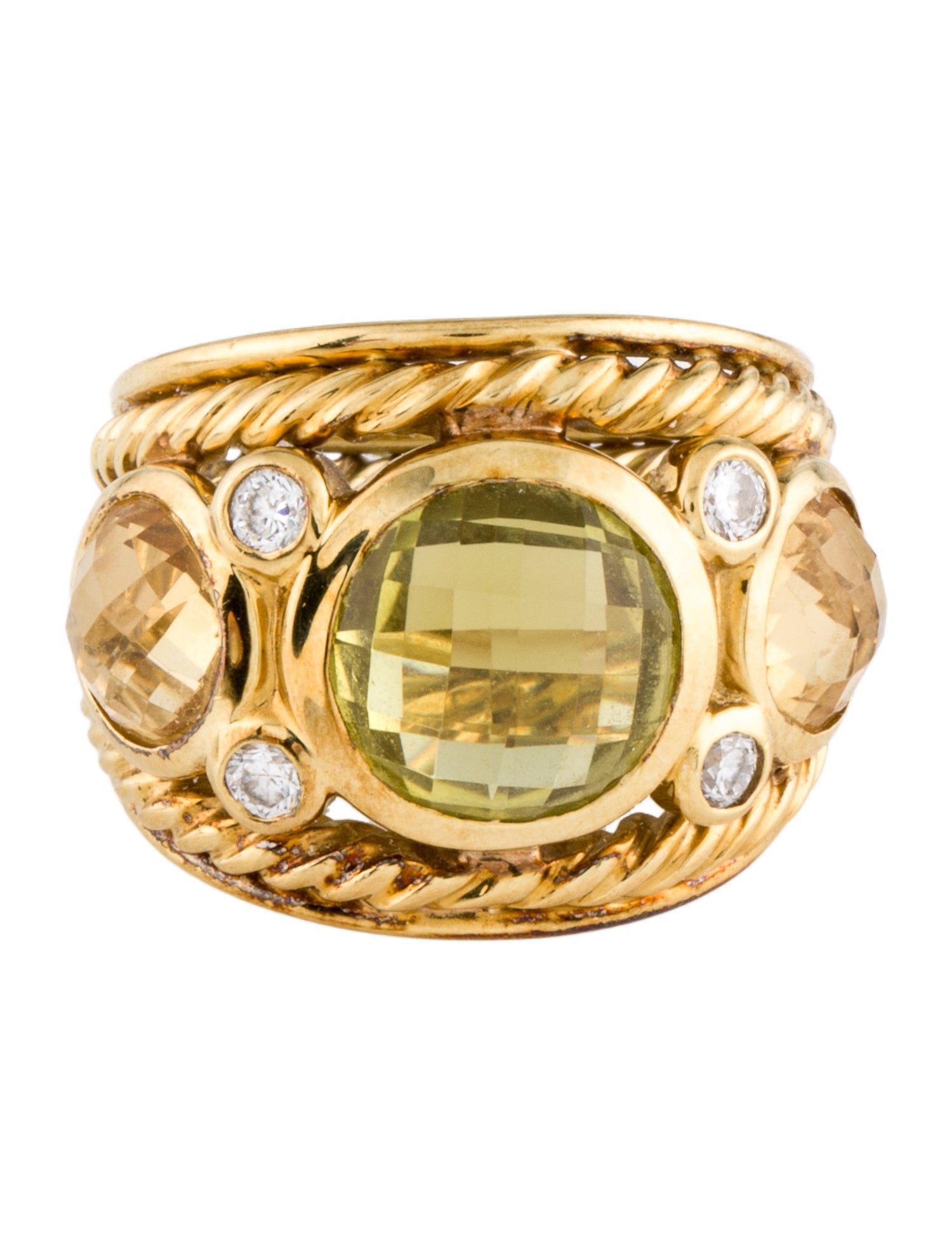David Yurman 18K Citrine & Quartz Renaissance Ring