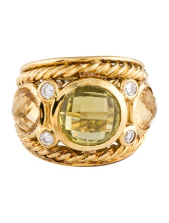 David Yurman 18K Citrine & Quartz Renaissance Ring