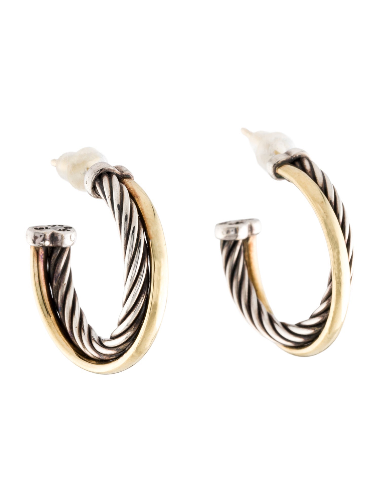 David Yurman Two-Tone Crossover Hoop Earrings
