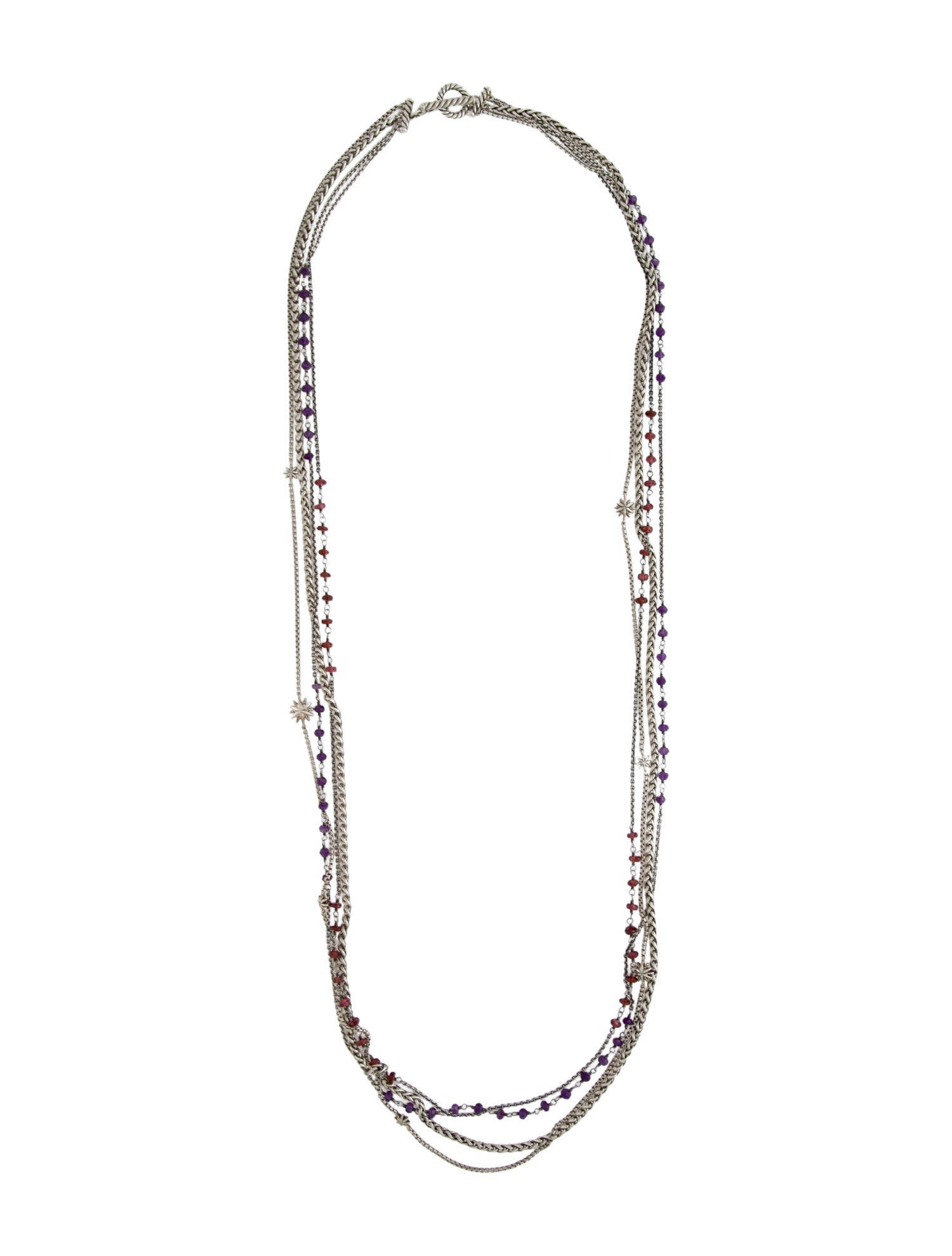 David Yurman Amethyst & Garnet Multistrand Necklace