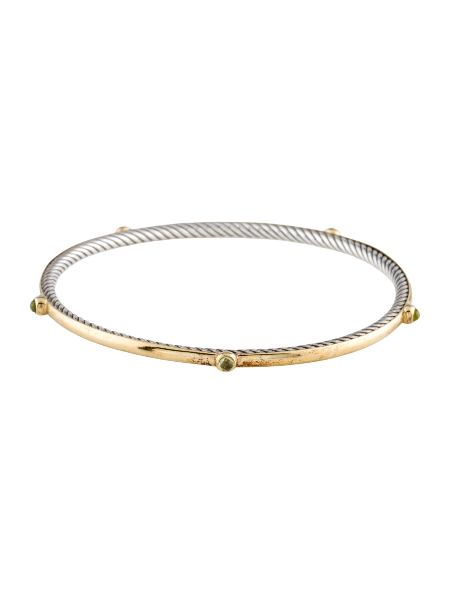 David Yurman Peridot Cable Inside Bangle Bracelet