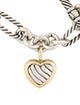 David Yurman Two-Tone Figaro Heart Charm Bracelet