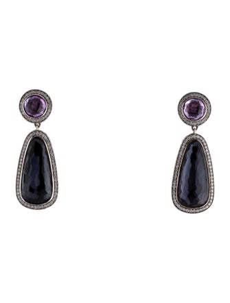 David Yurman Amethyst & Hematine Doublet Black Orchid & Diamond Drop Earrings