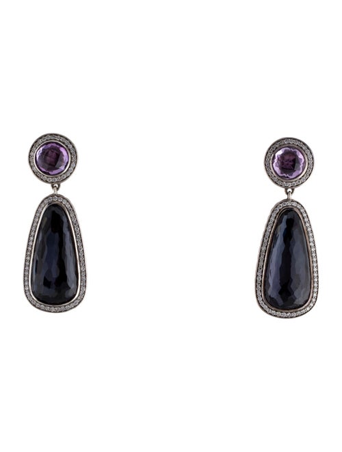David Yurman Amethyst & Hematine Doublet Black Orchid & Diamond Drop Earrings