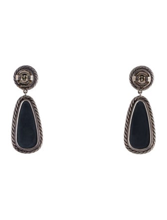 David Yurman Amethyst & Hematine Doublet Black Orchid & Diamond Drop Earrings