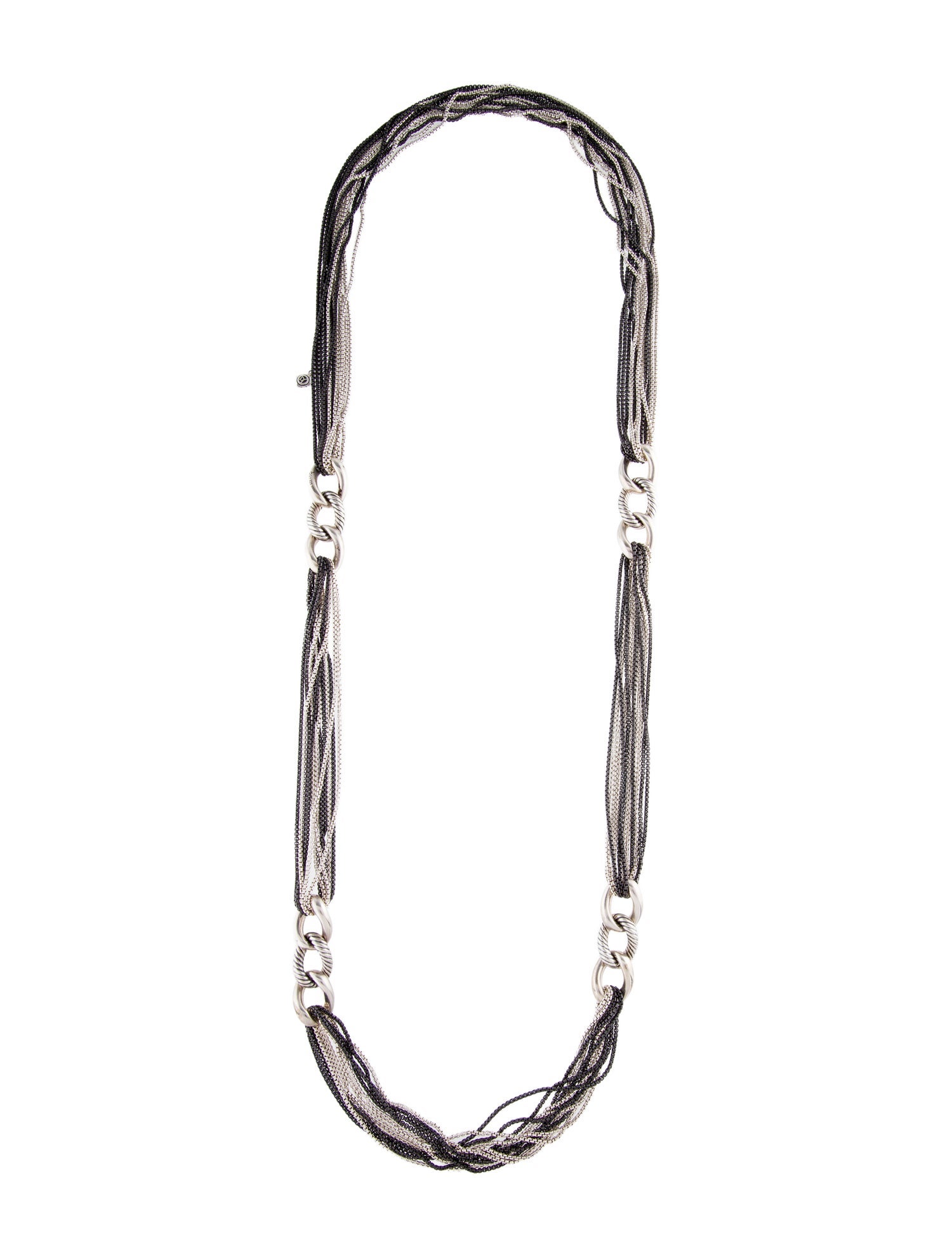 David Yurman Eight Row Curb Link Station Necklace