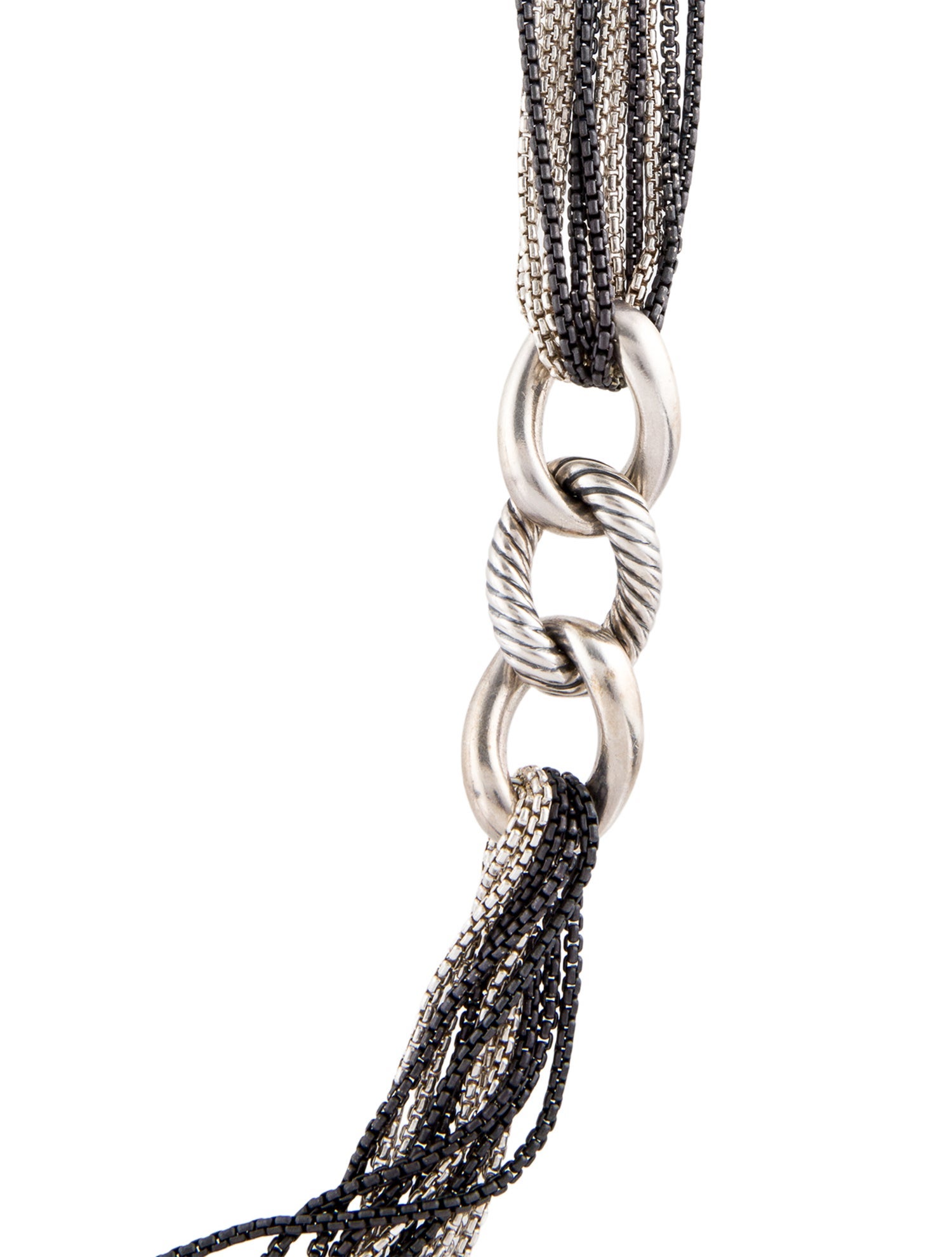 David Yurman Eight Row Curb Link Station Necklace