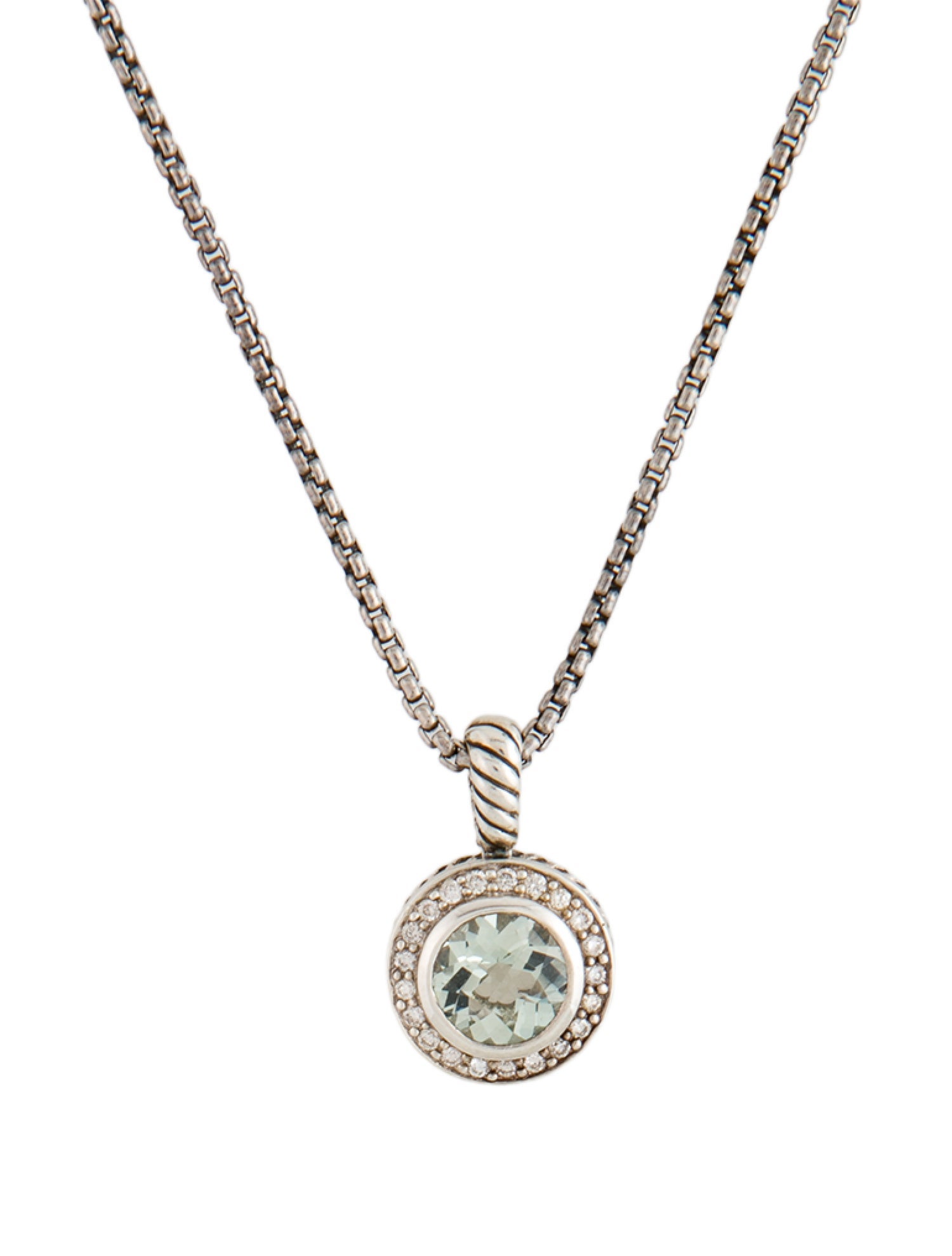 David Yurman Prasiolite & Diamond Petite Albion Pendant Necklace