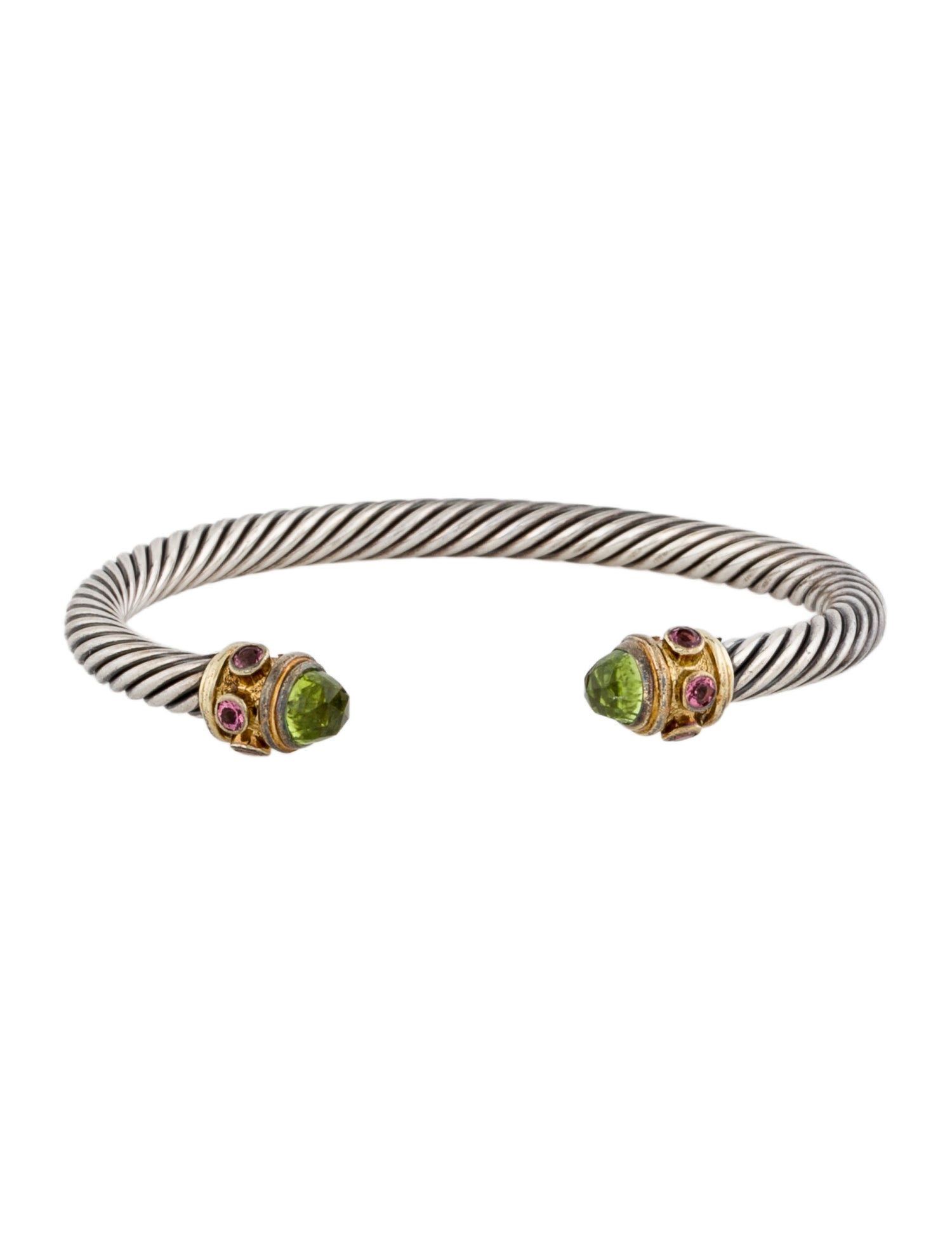 David Yurman Two-Tone Peridot & Tourmaline Renaissance Cuff Bracelet
