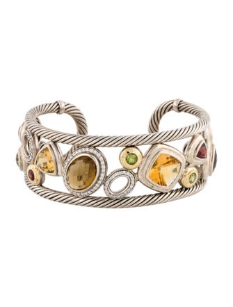 David Yurman Diamond & Multistone Mosaic Cuff Bracelet