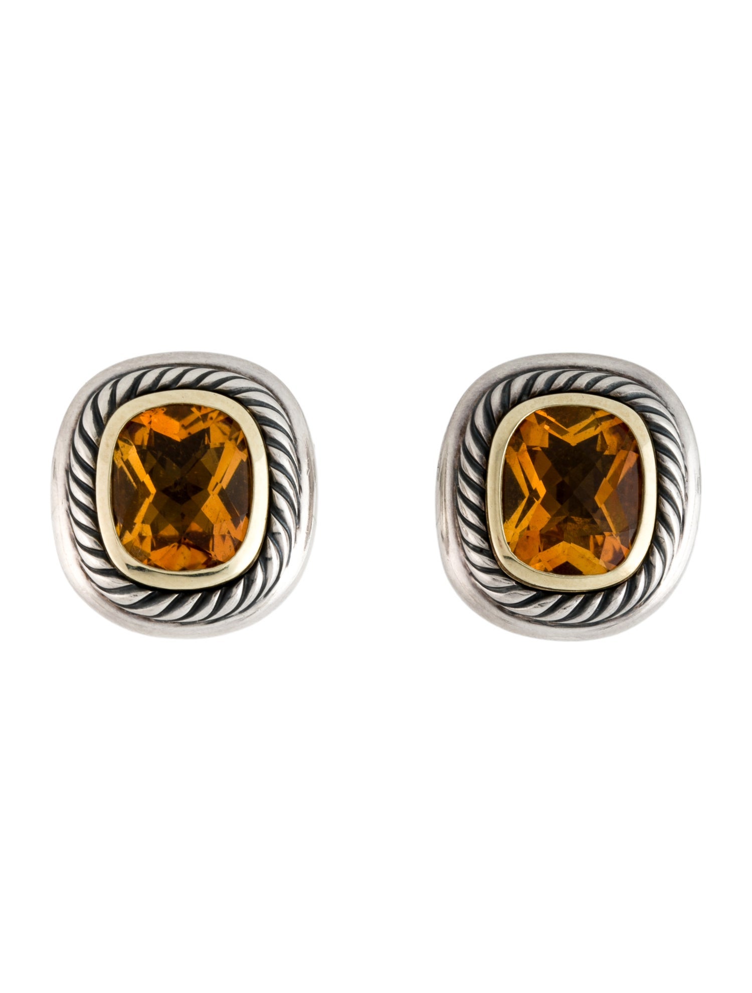 David Yurman Two-Tone Citrine Clip-On Earrings
