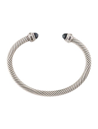 David Yurman Hematine & Diamond Cable Cuff Bracelet