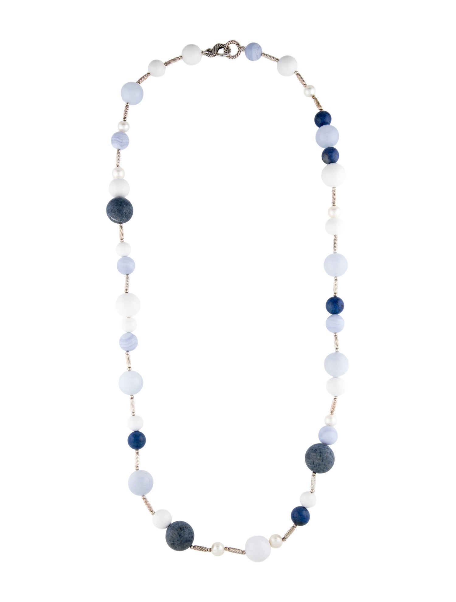 David Yurman Pearl & Multistone Bead Station Necklace