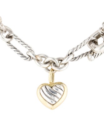 David Yurman Two-Tone Cable Heart Charm Bracelet
