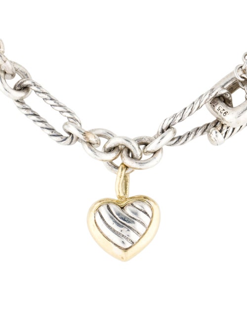 David Yurman Two-Tone Cable Heart Charm Bracelet