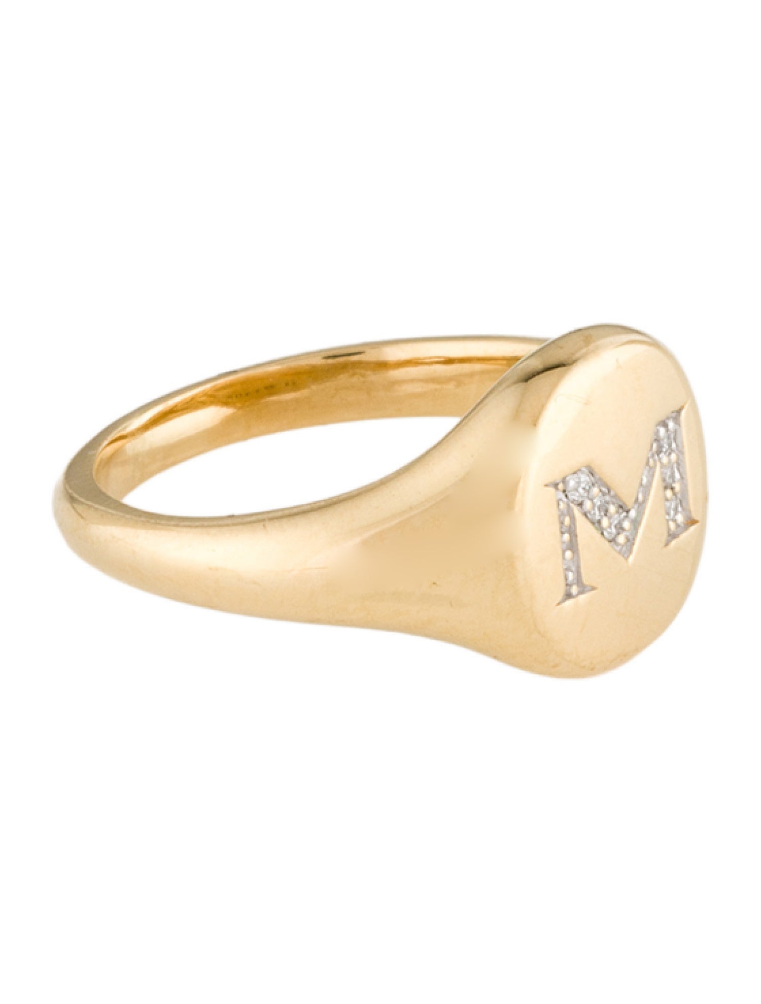 David Yurman 18K Diamond Initial Letter 'M' Pinky Ring