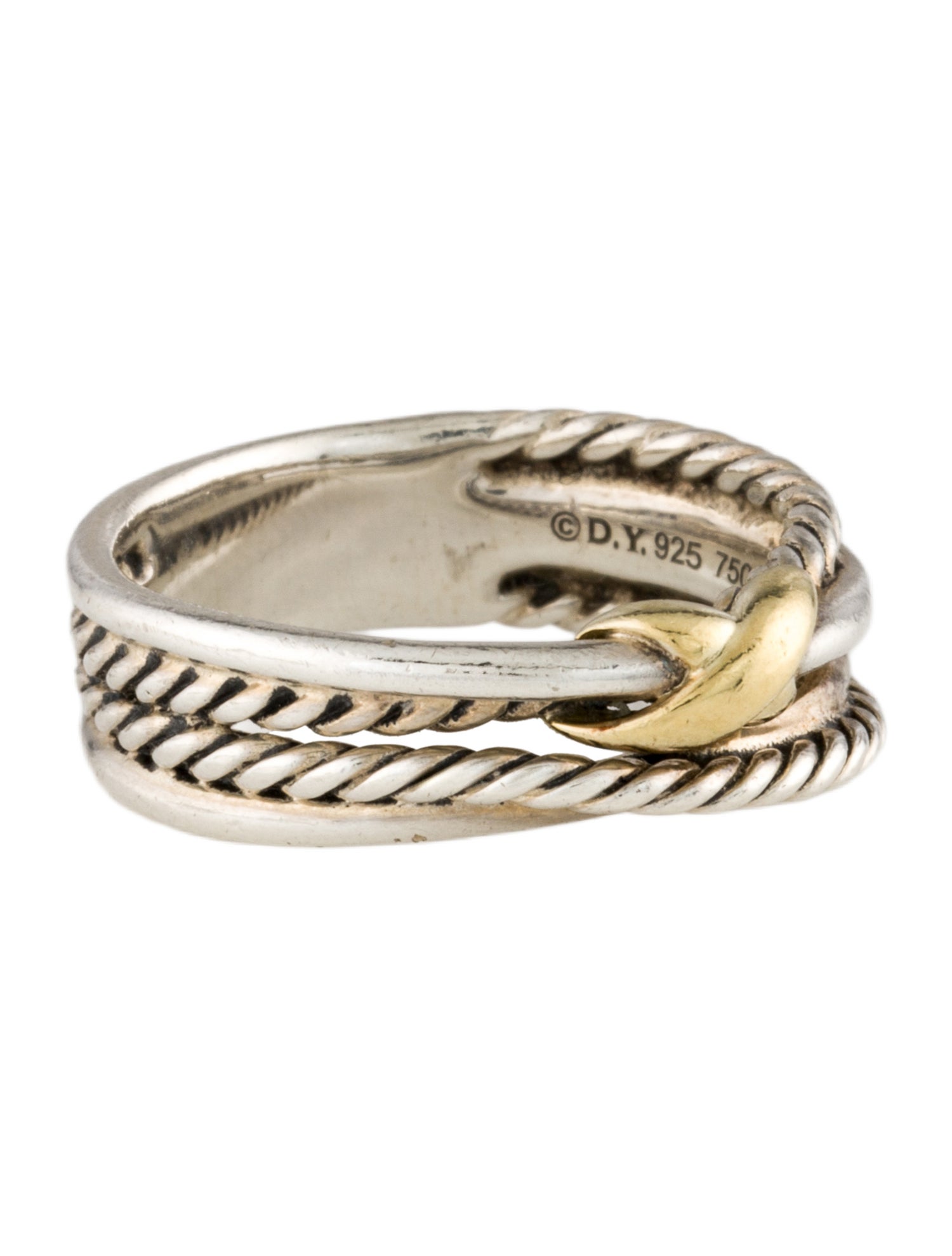 David Yurman Two-Tone X Crossover Band Ring