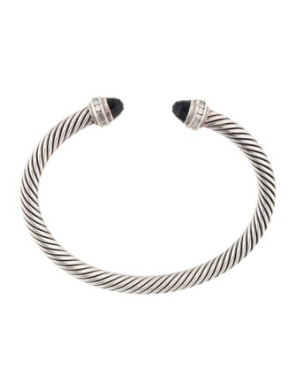 David Yurman Onyx & Diamond Classic Cable Bracelet